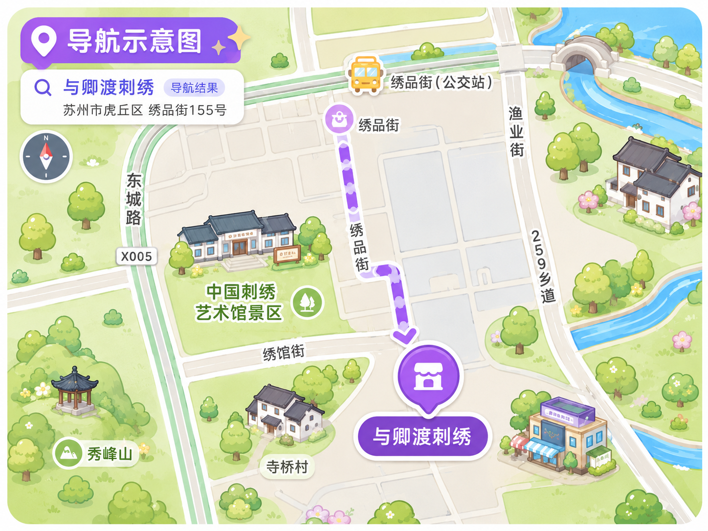 与卿渡刺绣导航示意图